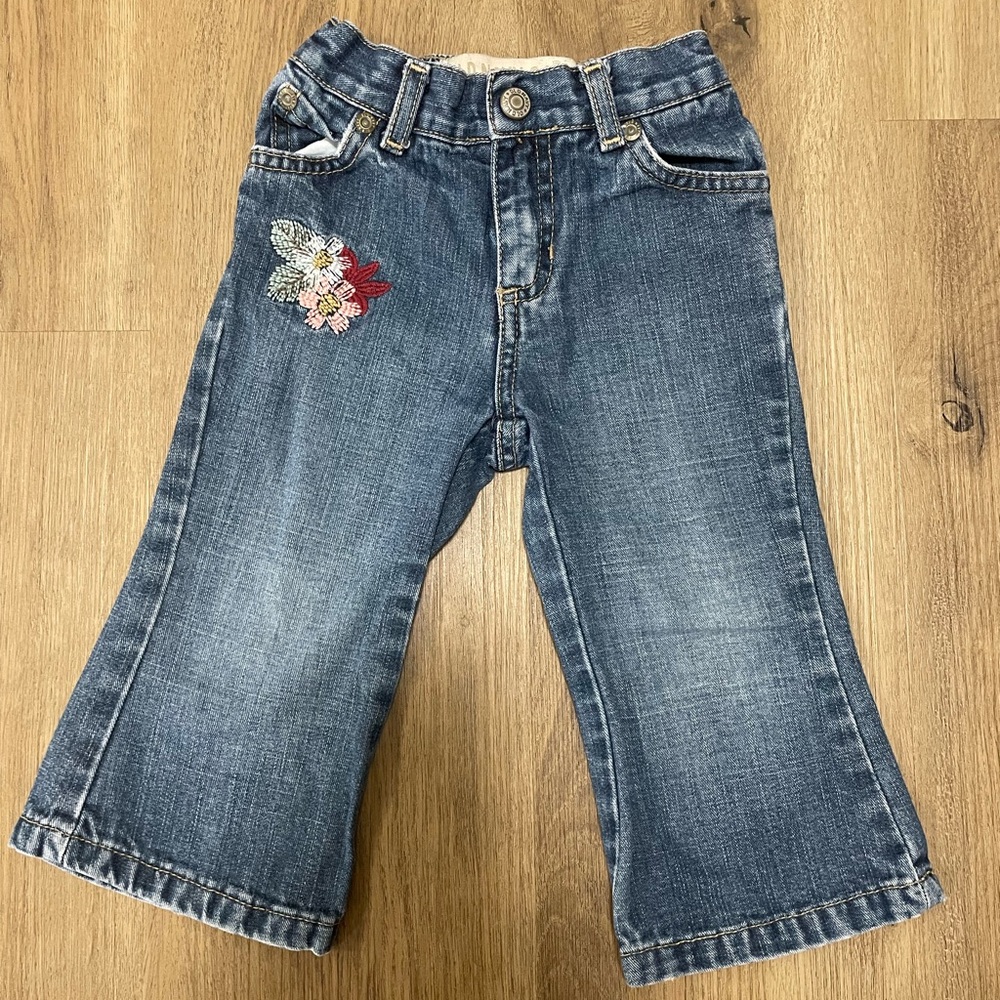 Embroidered floral Blue‎ Denim toddler Jeans size 18-24m